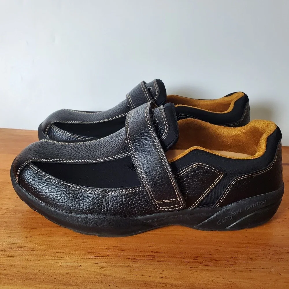 Men's Dr Comfort Douglas 11 XW Extra Wide Black Leather Slip On Diabetic Shoes